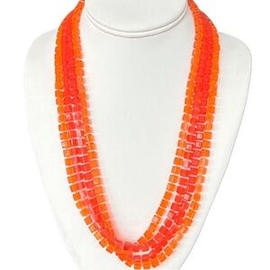 Vintage 60s Bright Orange and Pink Multistrand Geometric Beaded Necklace